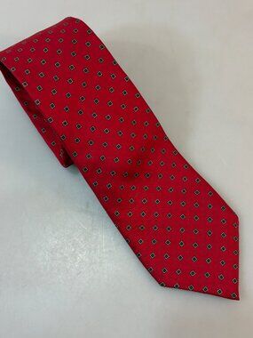 Tattersall Red Silk Rep Skinny Necktie 3 1/8 x 57" Vintage